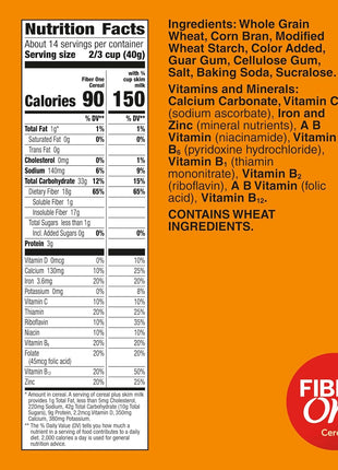 Fiber One Cereal, Original Bran, High Fiber Cereal Made with Whole Grain, 19.6 oz