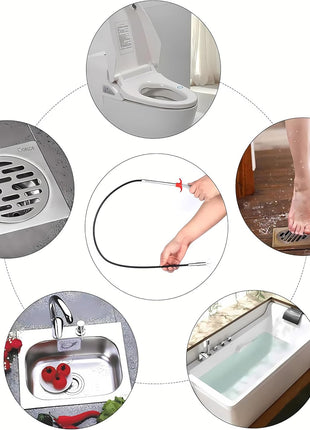 Drain Snake, Drain Clog Remover - Gutter Cleaning Tools Drain Cleaner for Toilet Sewer Shower Kitchen Bathroom Tub Clogged Drains Opener Cleaning Tool, Flexible Grabber Claw Pick Up Reacher (79 inch)