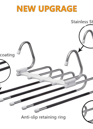 Kalimdor Pants Hangers 2 Pack Space Saving Metal Closet Organizer,Clothes Pants Hangers,Anti-Slip Design,Closet Organizers and Storage for Pants Jeans Skirts Scarf Legging