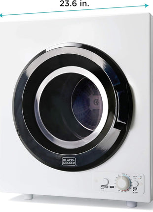 BLACK+DECKER 3.5 Cu. Ft. Portable Dryer, 13.2 lb. Capacity, 120V, BCED37 | Electric Dryer, 1500W 120V, Vented, Stainless Steel Drum, Portable Dryers for Laundry for Standard Wall Outlet