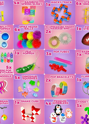 120 Pcs Fidget Toys Pack, Pop Sensory Party Favors Set Gifts for Kids Adults Boy Girl Stocking Stuffers Autistic Bulk Goodie Bag Filler Treasure Box Classroom Prizes School