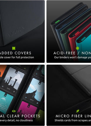 Vault X 12 Pocket Trading Card Zip Binder, 480 Cards, Premium Exo-Tec Album Material, 20 Side-Loading Pages, Folder, Sports, TCG (Black)