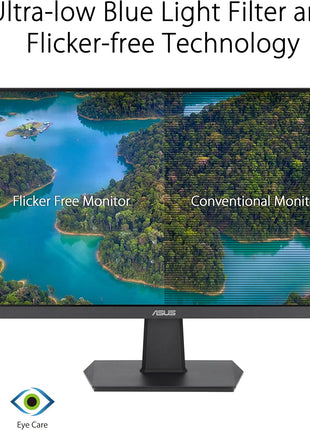 ASUS 27 Inch Monitor - 1080P, IPS, Full HD, Frameless, 100Hz, 1ms, Adaptive-Sync, for Working and Gaming, Low Blue Light, Flicker Free, HDMI, VESA Mountable, Tilt - VA27EHF