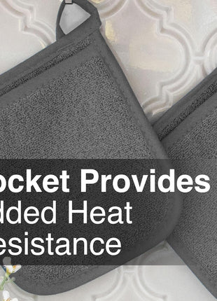 Ritz Terry Pocket Mitt & Hot Pad: Unparalleled Heat Resistant, Durable 100% Cotton ? Ergonomically Designed for Optimal Grip ? Easy Care Machine Washable, Perfect for Your Kitchen ? Graphite, 2 Pk