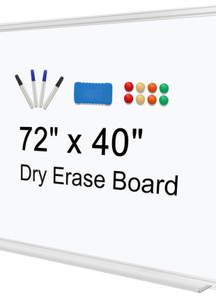 H-Qprobd Dry Erase Board for Wall 72 inchx40 inch Aluminum Presentation Magnetic Whiteboard with Long Pen Tray, Wall-Mounted White Board for School, Office and Home
