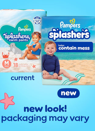 Pampers Swim Diapers - Splashers - Size 4, 18 Count, Gap-Free Disposable Baby Swimming Pants