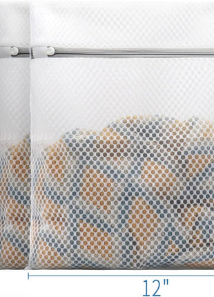 Muchfun 3Pcs Durable Honeycomb Mesh Laundry Bags for Delicates 12x16 Inches | (3 Medium)