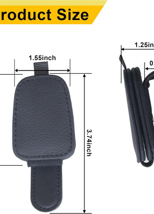 Yuoyar Sunglass Holder for Car, Magnetic Leather Sunglasses Holder and Ticket Card Clip, Car Visor Accessories, 2 Packs (Black)