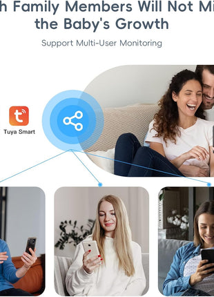 Baby Monitor with Camera and Audio, 2K HD Smart Video Baby Camera WiFi 5inch Screen, Night Vision, Temp Humidity Sensor, 2 Way Talk, Lullaby, Sleep Mode, Cry Detection, 1000ft Range, App Control