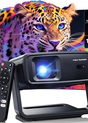 Projector with WiFi and Bluetooth, Support Decoding Projector 4K, 1200 ANSI 180° Rotatable with Native 1080P Mini Projector, Auto Keystone, Portable Smart Outdoor Home Movie Projectors