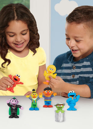 Sesame Street Neighborhood Friends, 7-piece Poseable Figurines, Kids Toys for Ages 2 Up by Just Play