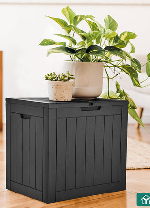 YITAHOME 30 Gallon Deck Box Outdoor Storage Box, Waterproof Resin Package Delivery and Storage Box with Lockable Lid for Patio Furniture Cushions, Pool Accessories, Garden Tools, Black