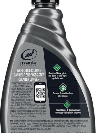 Turtle Wax Hybrid Solutions Ceramic Spray Coating, High Shine Car Wax, Offers Durable Paint Protection, Extreme Water Beading Action, Safe for Glass, Wheels, Trim and More, 16 oz (Pack of 1)
