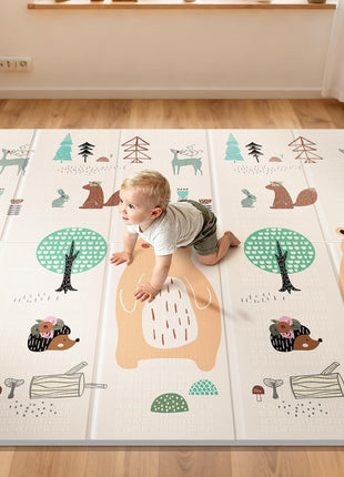 UANLAUO Baby Play Mat,79"x 71" Large Mat for Floor,Reversible Floor Mat,Foam Thick&Waterproof,Foldable Playmats for Babies and Toddlers,Anti-Slip for Baby Crawling,Non-Toxic Tummy Time(Bear)