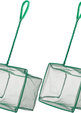 Pawfly Aquarium Fish Net with Braided Metal Handle Square Net with Soft Fine Mesh Sludge Food Residue Wastes Skimming Cleaning Net for Fish Tanks Small Koi Ponds and Pools