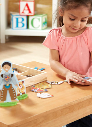 Melissa & Doug Occupations Magnetic Dress-Up Wooden Pretend Play Set (74 pcs) - Magnetic Dress-Up Dolls For Kids