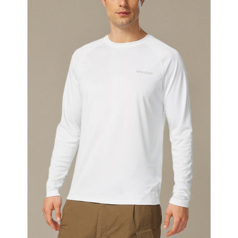 baleaf Men's Sun Protection Shirts UV SPF T-Shirts UPF 50+ Long Sleeve Rash Guard Fishing Running Quick Dry White Size L