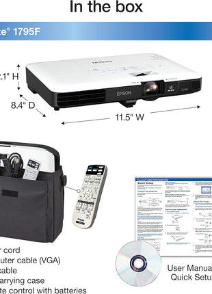 Epson PowerLite 1795F 3LCD 1080p full HD wireless mobile projector with carrying case, fast and easy image adjustments a bright powerhouse for presentations as well as video streaming