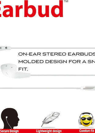 Maxell 190599 Dynamic Sound Wired Lightweight Extended Use Design Stereo Ear Bud - White (Value) | Dynamic sound stereo earbud for extended wear - lightweight value design, 3.5mm jack, made in China