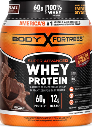 Body Fortress Super Advanced Whey Protein, Chocolate, 1.78 lbs | Flavor: Chocolate, Immune Support, Muscle and Strength Development