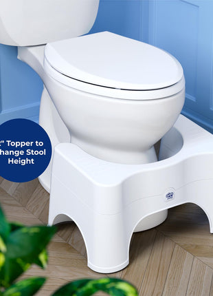 Squatty Potty The Original Bathroom Toilet Stool - Adjustable 2.0, Convertible to 7" or 9" Height with Removable Topper for Adults and Kids White