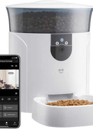 Geeni 7L Automatic Cat & Dog Feeder with Smart Pet Camera, Timer & Voice | Wi-Fi control, 1080p HD video, schedule feedings, voice messages, works with Alexa & Google Home