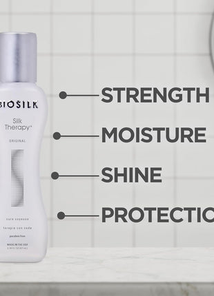 BioSilk Silk Therapy Original, Reconstructing Treatment For Adding Shine & Helping Prevent Split Ends, Sulfate, Paraben, & Cruelty-Free, 2.26 Oz