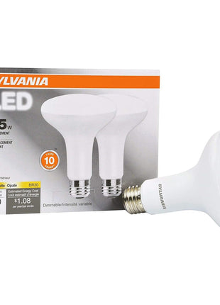 Sylvania LED Flood BR30 Light Bulb, 65W Equivalent Efficient 9W, 10 Year, 650 Lumens, Dimmable, 2700K, Soft White - 2 Pack (73954)
