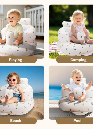 Inflatable Baby Chair, AirSwim Baby Inflatable Seat for Babies 3 Months and Up Summer Inflatable Baby Seat for Sitting Up, Blow Up Baby Floor Seat with Built in Air Pump, Orange
