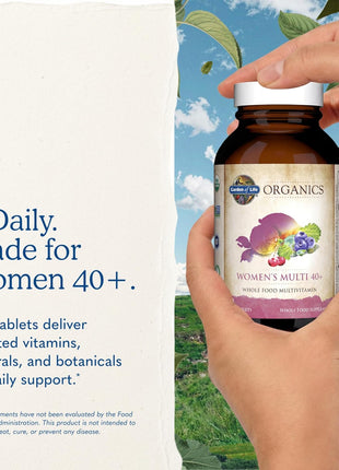 Garden of Life Multivitamin for Women 40 Plus, Organics Womens Vitamins, Hormone & Breast Health Support Blend, Vegan, 120 Tablets | Organic Womens Vitamins, Hormone & Breast Health Support Blend