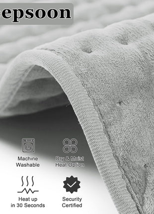 Heating Pad,Heated Blanket,Heating Pad for Back Neck,Grey,24x12 Inch | Electric Heating Pad,Dry/Moist Heat Heating Pads,Heating Pads for Shoulder,Abdomen,Heat Pad for Women Men,Birthday Gift