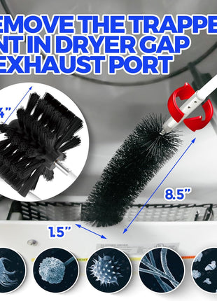 Holikme Dryer Vent Cleaner Kit - 30Ft Fireplace Chimney Brushes Flexible | Dryer Vent Cleaner Brush with Drill Attachment, Removes Years of Lint Buildup, Improves Airflow, Faster Drying & Fire Safety