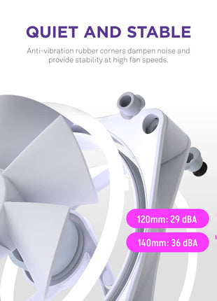 NZXT F120 RGB Duo - 120mm Dual-Sided RGB PC Case Fan - White | 120mm dual-sided RGB fan with 20 addressable LEDs. Balanced airflow and static pressure, CAM-synced lighting.
