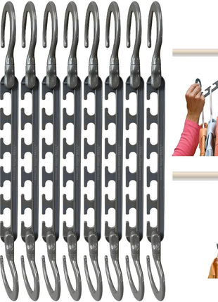 Max Space Saving Hangers, 10-Pack, 360° Swivel, Grey | Cascading closet hangers organize shirts, pants and accessories vertically to maximize closet space; foldable swivel design.