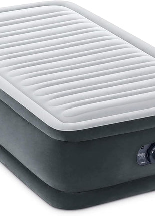 Intex Twin Size Air Mattress, 18in Height, Built-in Pump, Dura-Beam Deluxe Comfort-Plush - Portable Inflatable Blow-up Bed for Camping, Travel, Guests