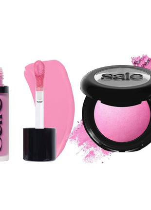 Saie Cheek Flush Duo - Dew Liquid Blush (.40 oz, Baby), SuperSuede Baked Powder Blush (.01 oz, Bella) - Layerable, Skin-Nourishing Blushes for a Seamless Radiant Finish