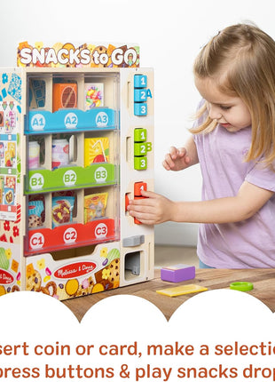 Melissa & Doug Sort-Stock-Select Wooden Vending Machine Toy with Play Food, Mini Vending Machine Toys & Play Money, Preschool Toys for Kids Ages 3+
