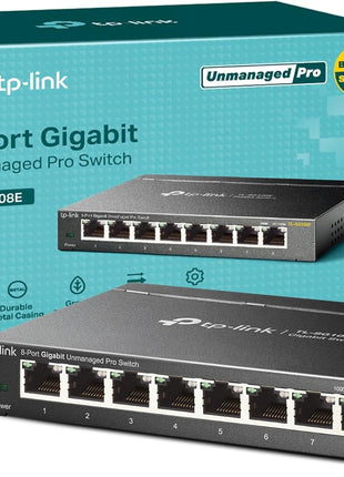 TP-Link 8 Port Gigabit Switch | Easy Smart Managed | Plug & Play | Desktop/Wall-Mount | Sturdy Metal w/ Shielded Ports | Support QoS, Vlan, IGMP and LAG (TL-SG108E)