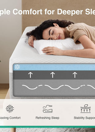Novilla Bliss Queen Size Mattress, 12 Inch Gel Memory Foam Mattress Queen | Cool Night Sleep & Pressure Relief, Support Foam for Spine Alignment & Motion Isolation, Medium Plush Feel