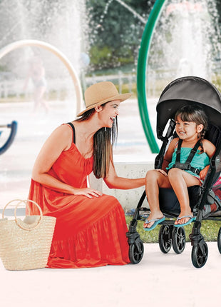 Chicco Liteway Stroller, Compact Fold Baby Stroller with Canopy, Lightweight Aluminum Frame Umbrella Stroller, for Use with Babies and Toddlers up to 40 lbs, Dune/Brown