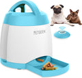 PETGEEK Dog Food Dispenser Toy, Treat Dispensing Dog Toys for IQ Training, Upgraded Interactive Puzzle Toys to Keep Them Busy, 400ml Pet Treat Dispenser with Push Remote Button, Blue