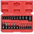 MIXPOWER 25 Piece Torx Bit and Socket Set, 13 Star Bits (T8- T60) & 12 E-Torx Sockets (E4-E22), Professional Grade Auto & Motorcycle Mechanic Set