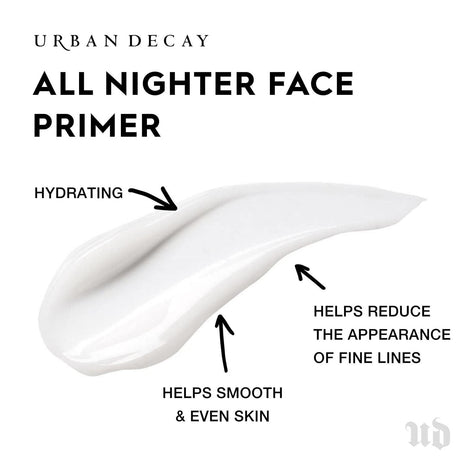 Urban Decay All Nighter Longwear Face Primer - Smoothing & Hydrating Base for Foundation Face Makeup, Sheer & Lightweight, Helps Smooth & Even Skin, For All Skin Types, Paraben-free, Vegan