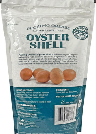 Pecking Order Oyster Shell - Calcium Supplement to Support Laying Hens and Strong Egg Shell Development (5 LB)