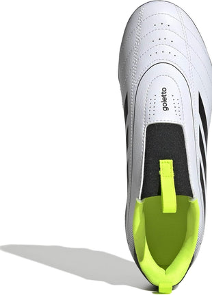 adidas Goletto IX Laceless Firm Multi Ground Sneaker, White/Black/Lucid Lemon, 3 US Unisex Little Kid