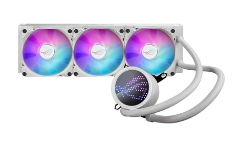 ASUS ROG RYUO III 360 ARGB White Edition All-in-one AIO Liquid CPU Cooler 360mm Radiator, Asetek 8th gen Pump Solution, Anime Matrix LED Display and ROG AF 12S ARGB Fan., 6 Year Warranty