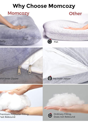 Momcozy Pregnancy Pillow for Sleeping - U Shaped Full Body Maternity Pillow | Removable Cover, Support for Back, Legs, Belly, Hips for Pregnant Women, Side Sleeper, Pregnancy Gifts & Essentials, 57 Inch