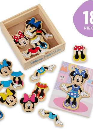 Melissa & Doug Disney Minnie Mouse Dress-Up Puzzle, 18 Pieces Mix and Match Outfits, Sorting & Matching Toy with Storage Case, Educational Puzzle for Toddlers Ages 3+