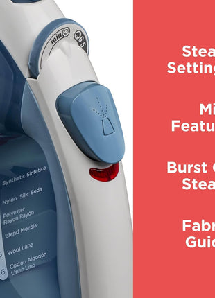 BLACK+DECKER Steam Iron for Clothes with Auto Shutoff & TrueGlide Soleplate