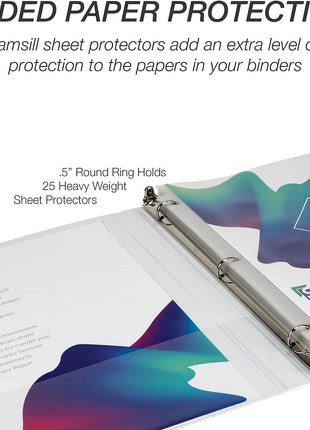 Samsill Economy 1/2-Inch 3-Ring View Binders, White, 12/Pack (I08517C)